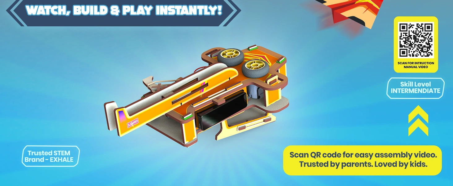 DIY Electronic Plane & Foam Bullet Launcher STEM Kit for Kids Ages 6+ | 2-in-1 Airplane Launcher & Soft Bullet Shooter | Build-It-Yourself Engineering Toy with Motors, MDF Parts, Paper Planes & Foam Darts A+ Image 6