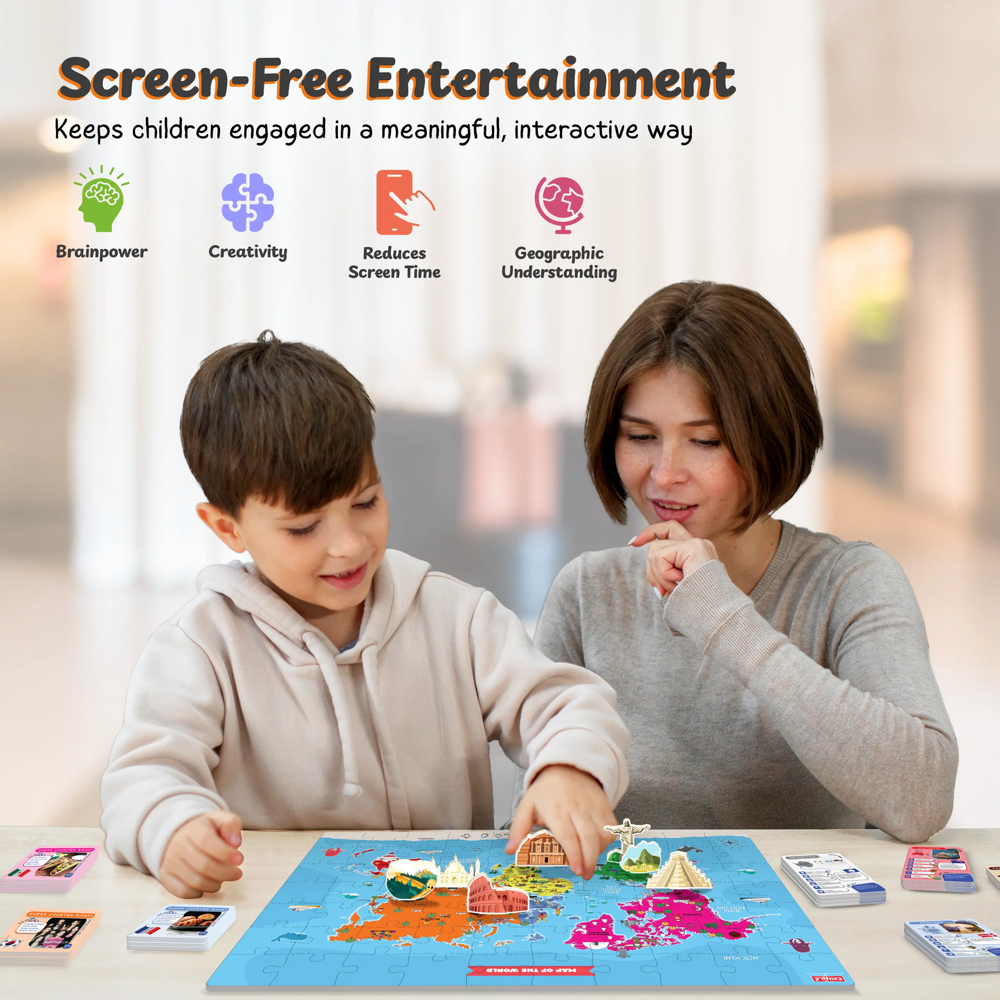 Around the World Educational Geography Board Game for Kids & Families