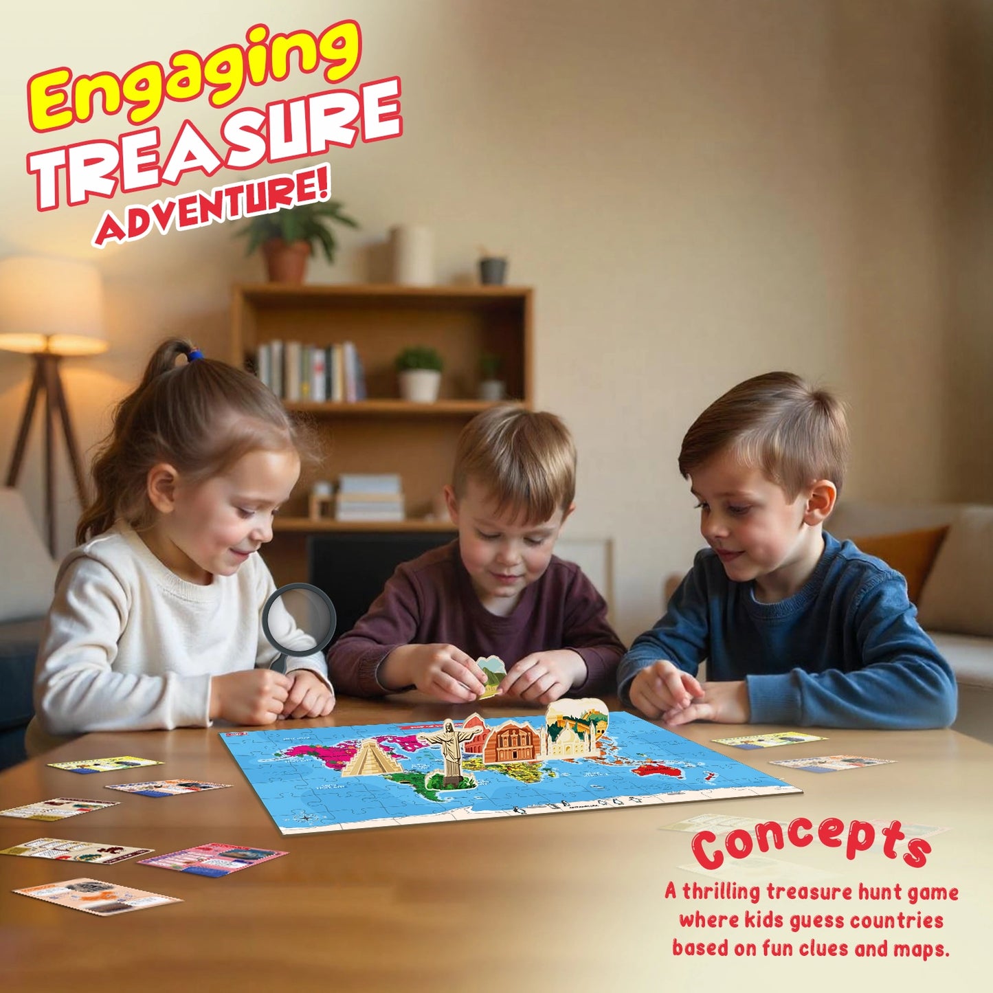 Around the World Educational Geography Board Game for Kids & Families