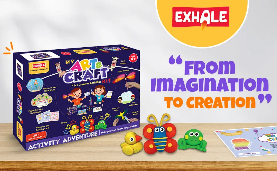 Exhale 7-in-1 Art & Craft Kit for Kids - 20+ Fun DIY Projects A+ Image 1