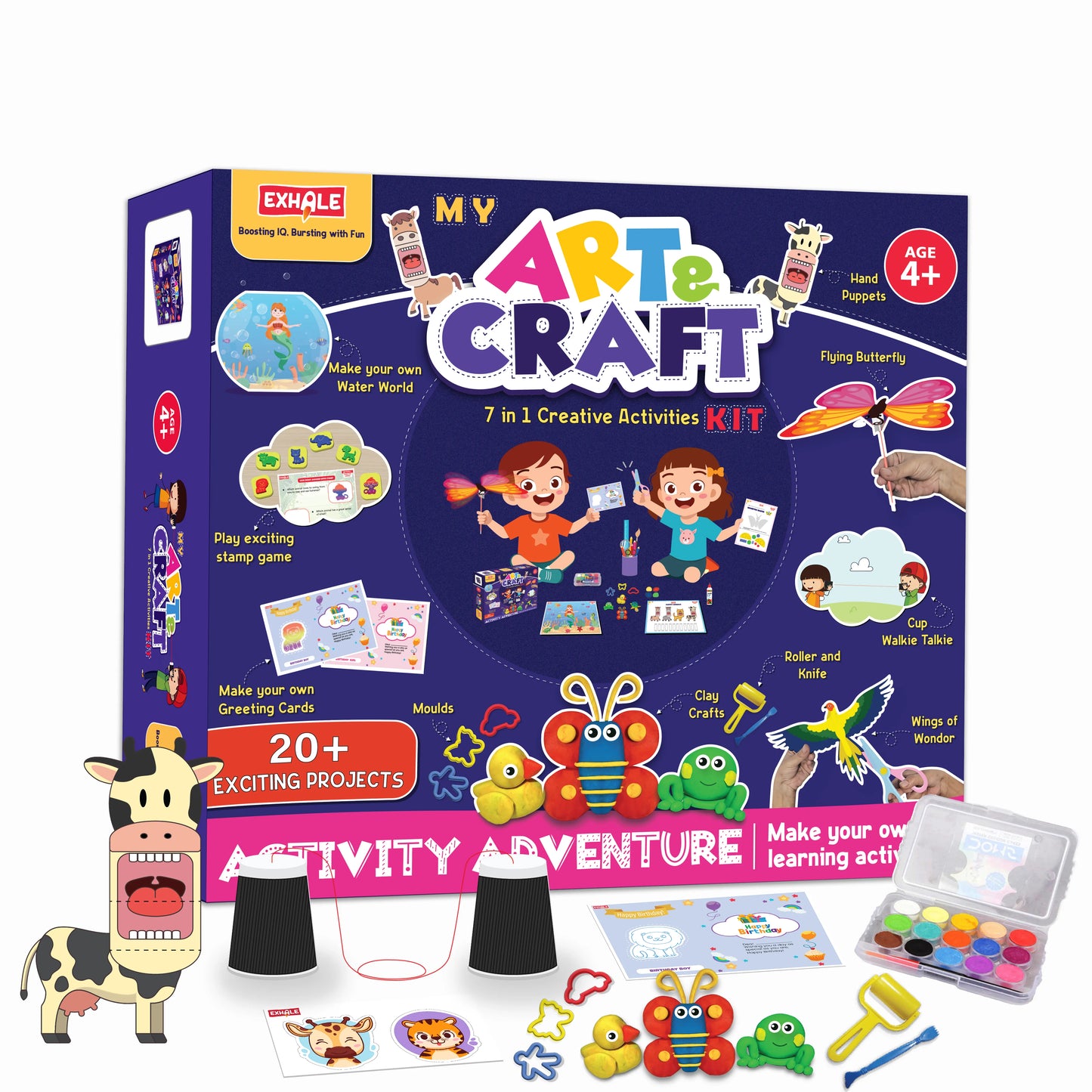 Exhale 7-in-1 Art & Craft Kit for Kids - 20+ Fun DIY Projects