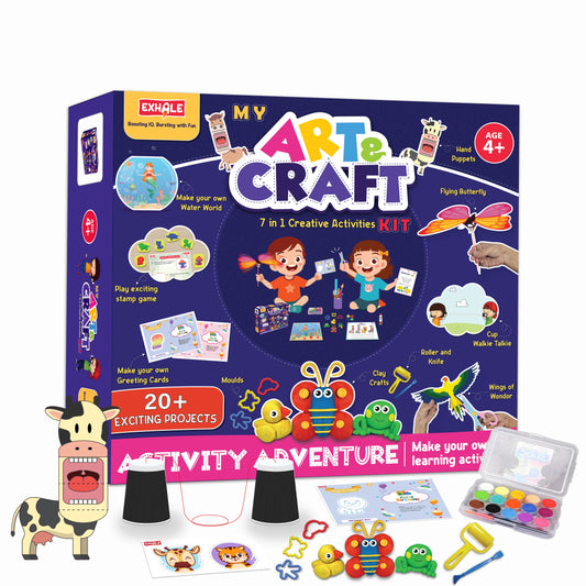 Exhale 7-in-1 Art & Craft Kit for Kids - 20+ Fun DIY Projects
