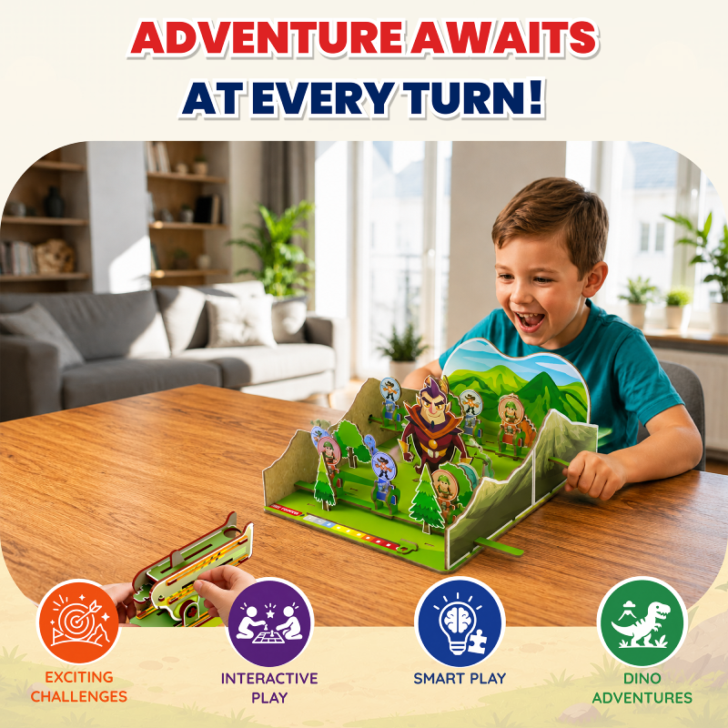 EXHALE DIY Dino Rescue Mission STEM Toy for Kids Age 6-12 Years | Wooden Build & Shoot Target Game | DIY Assembly Educational Board Game | Screen-Free Family Game | Birthday Gift for Boys & Girls