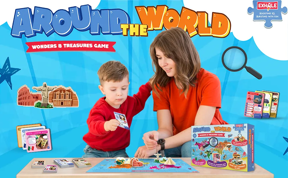 Around the World Educational Geography Board Game for Kids & Families A+ Image 1