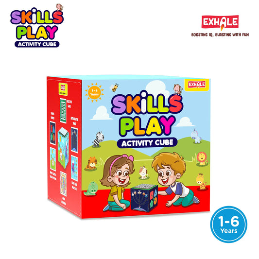Exhale Skills Play Busy Cube for Kids Ages 1–6 | Montessori Activity Cube with Shape Sorter, Number & Animal Games, Spinning Wheels & Learning Panels | Educational Toy & Birthday Gift for Boys & Girls